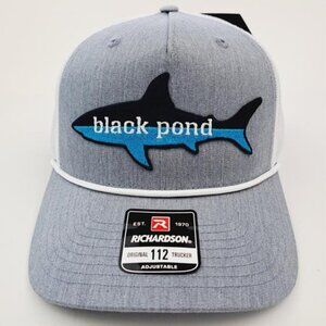 Retro Deep Sea Black Pond Shark Fishing Patch Mesh Snapback Richardson 112 Hat